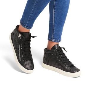 high top faux leather sneakers